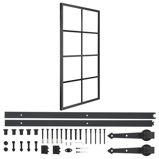 vidaXL Sliding Door Aluminium and ESG Glass with Hardware 90x205cm