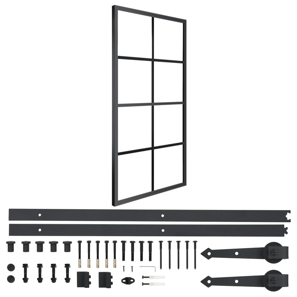 vidaXL Sliding Door Aluminium and ESG Glass with Hardware 90x205cm