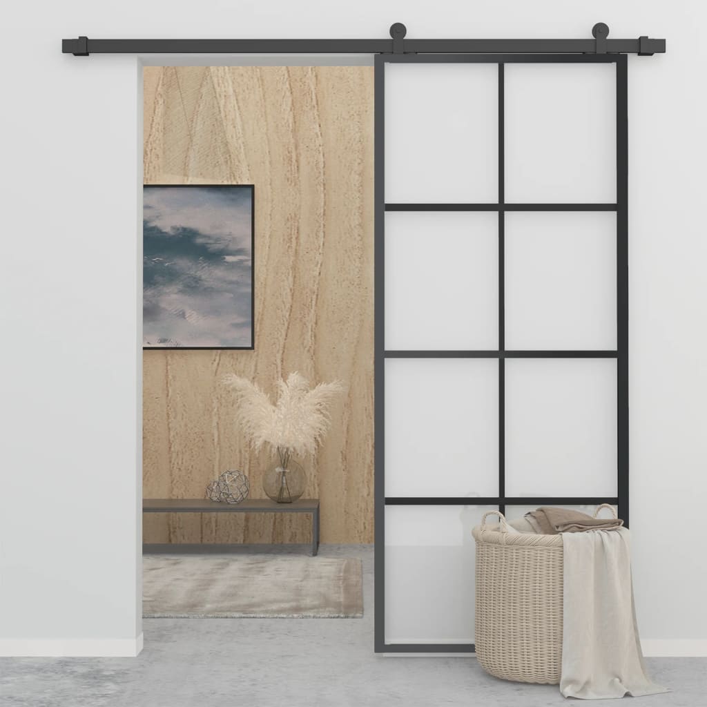 vidaXL Sliding Door Aluminium and ESG Glass with Hardware 90x205cm