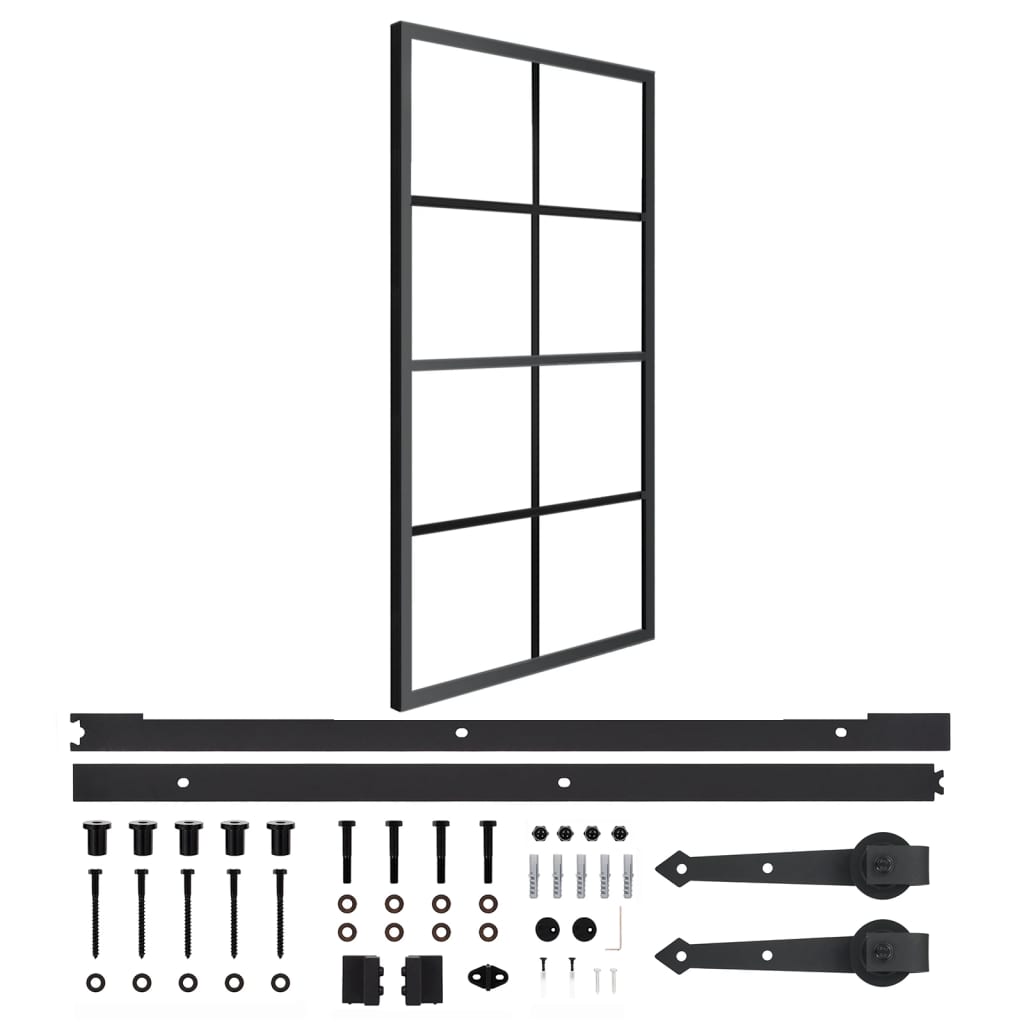 vidaXL Sliding Door Aluminium and ESG Glass with Hardware 102.5x205cm