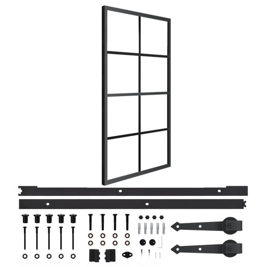vidaXL Sliding Door Aluminium and ESG Glass with Hardware 102.5x205cm