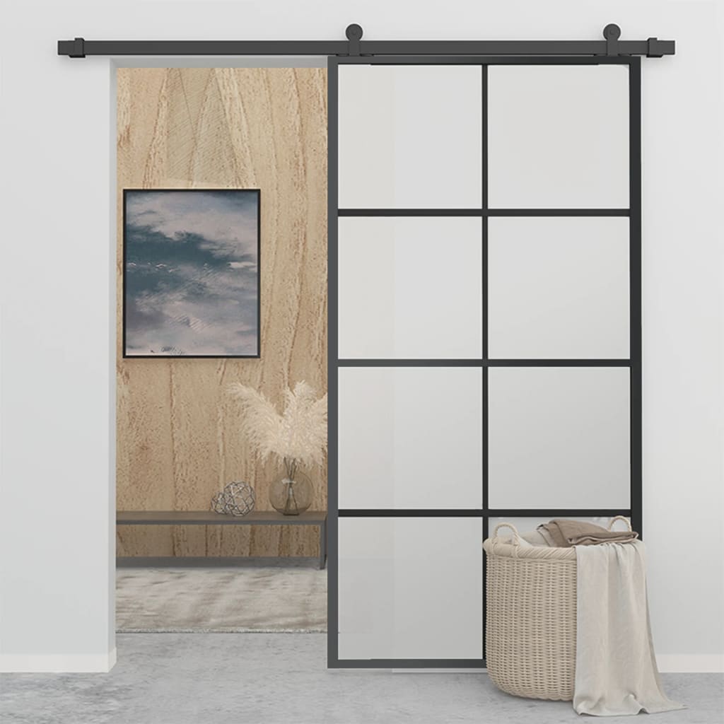 vidaXL Sliding Door Aluminium and ESG Glass with Hardware 102.5x205cm