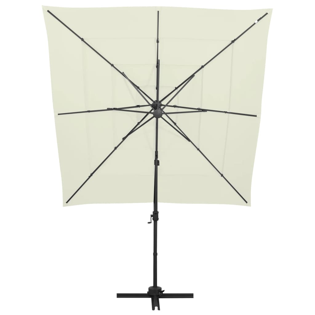 vidaXL 4-Tier Garden Parasol with Aluminium Pole Sand 250x250 cm