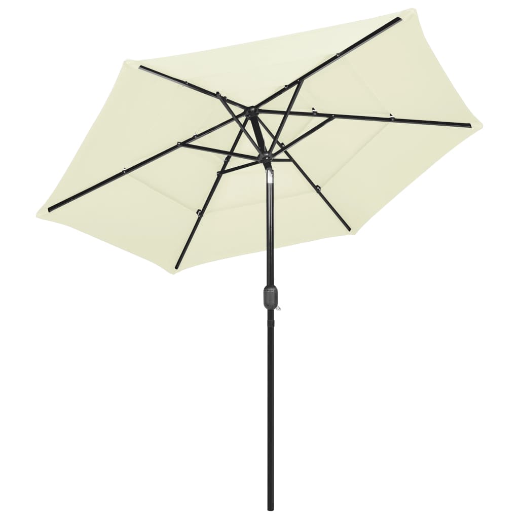 vidaXL 3-Tier Garden Parasol with Aluminium Pole Sand 2.5 m