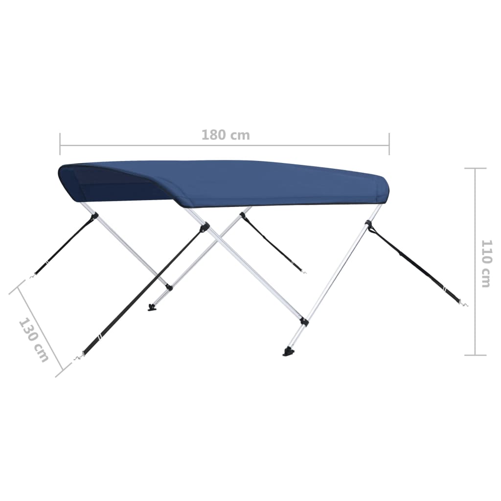 vidaXL 2 Bow Bimini Top Navy Blue 180x130x110 cm