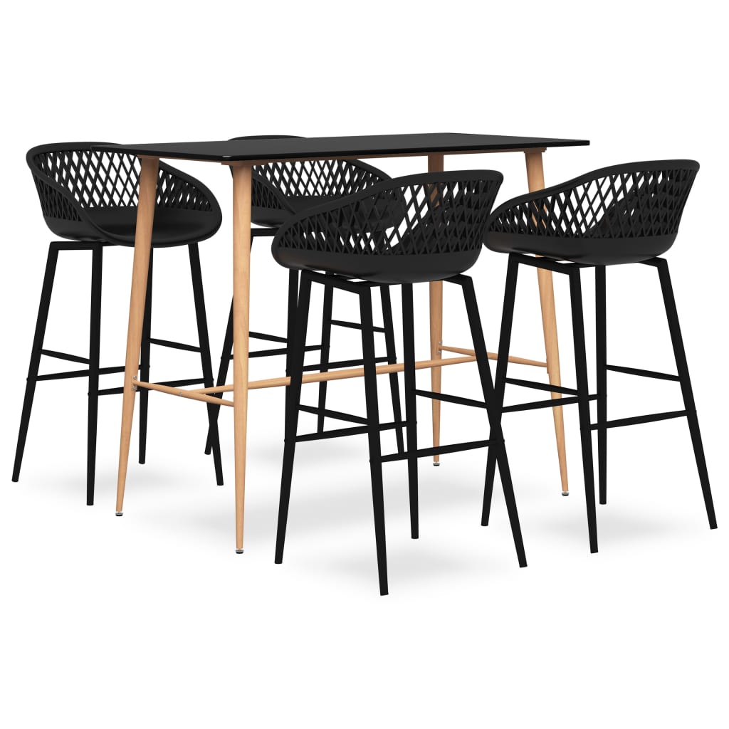 vidaXL 5 Piece Bar Set Black