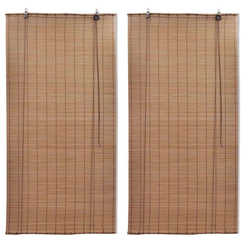 vidaXL Bamboo Roller Blinds 2 pcs Brown 120 x 220 cm