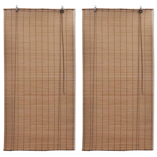 vidaXL Bamboo Roller Blinds 2 pcs Brown 120 x 220 cm