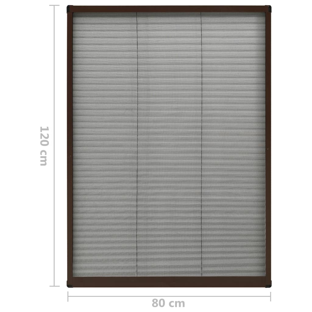vidaXL Plisse Insect Screen for Windows Aluminium Brown 80x120 cm
