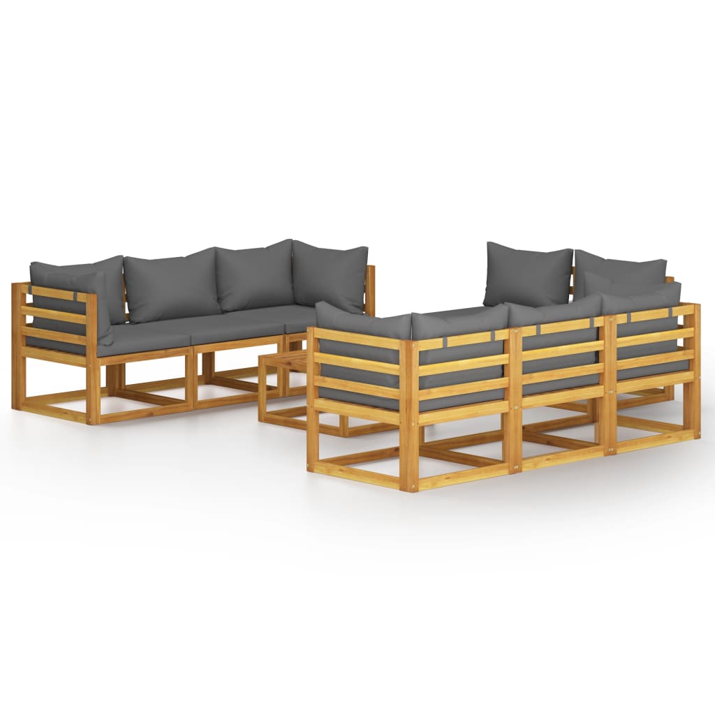 vidaXL 9 Piece Garden Lounge Set with Cushion Solid Acacia Wood