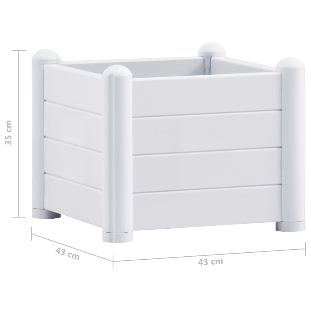 vidaXL Garden Raised Bed PP White 43x43x35 cm