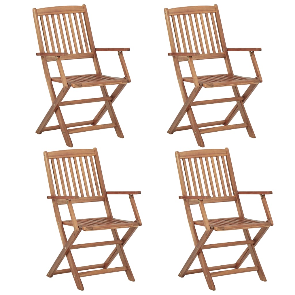 vidaXL Folding Outdoor Chairs 4 pcs Solid Acacia Wood