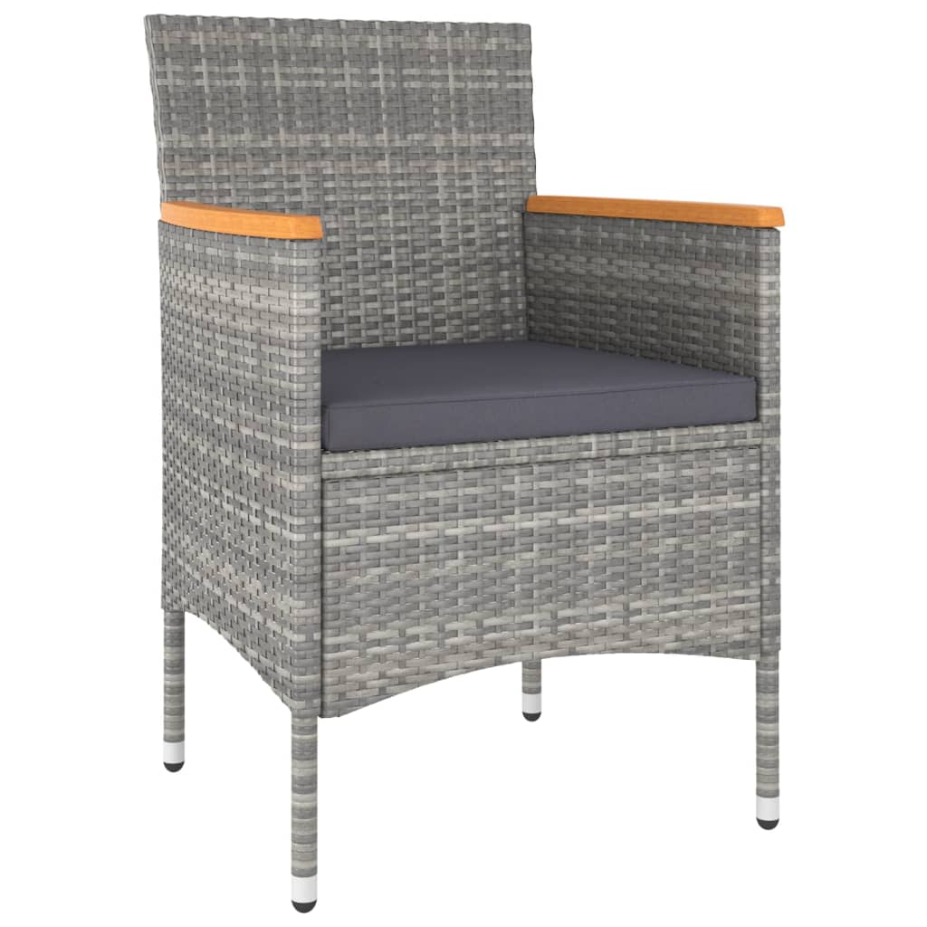 vidaXL 5 Piece Garden Bistro Set Poly Rattan and Tempered Glass Grey