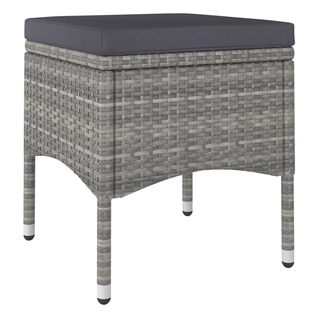 vidaXL 5 Piece Garden Bistro Set Poly Rattan and Tempered Glass Grey