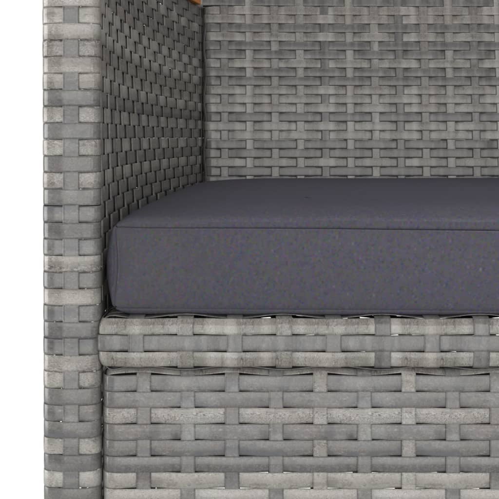 vidaXL 3 Piece Garden Dining Set Poly Rattan and Tempered Glass Grey