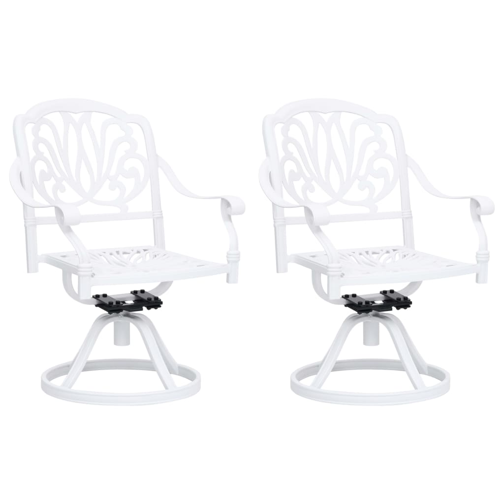 vidaXL Swivel Garden Chairs 2 pcs Cast Aluminium White