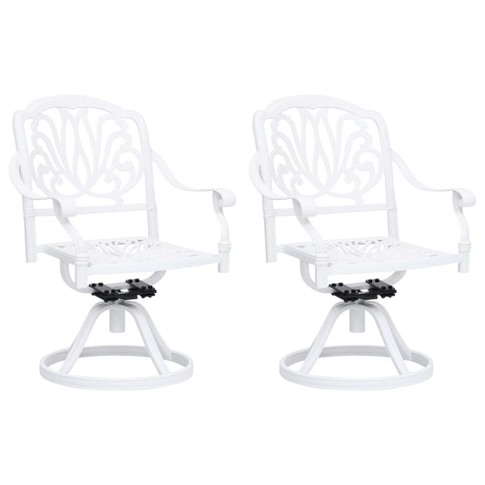 vidaXL Swivel Garden Chairs 2 pcs Cast Aluminium White