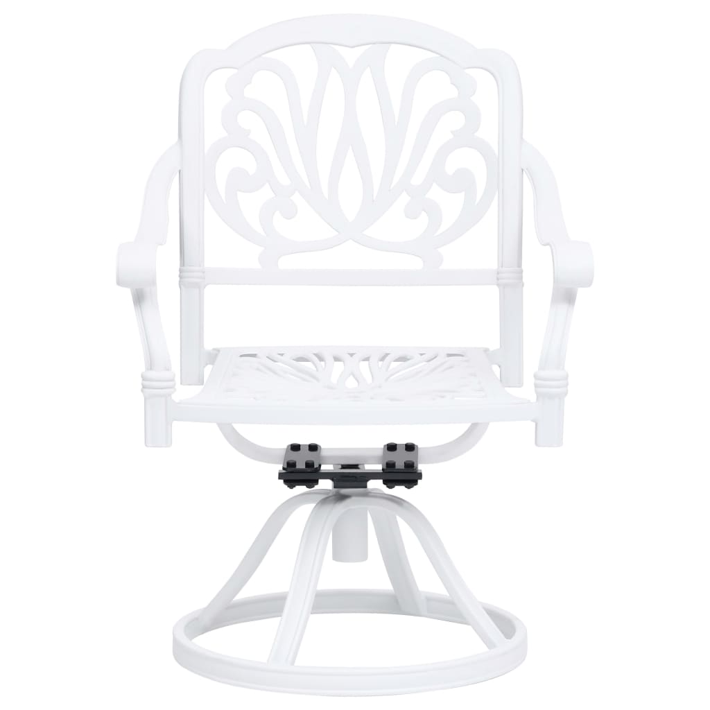 vidaXL Swivel Garden Chairs 2 pcs Cast Aluminium White
