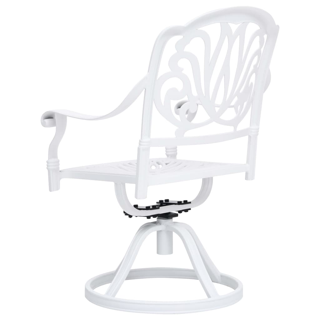 vidaXL Swivel Garden Chairs 2 pcs Cast Aluminium White