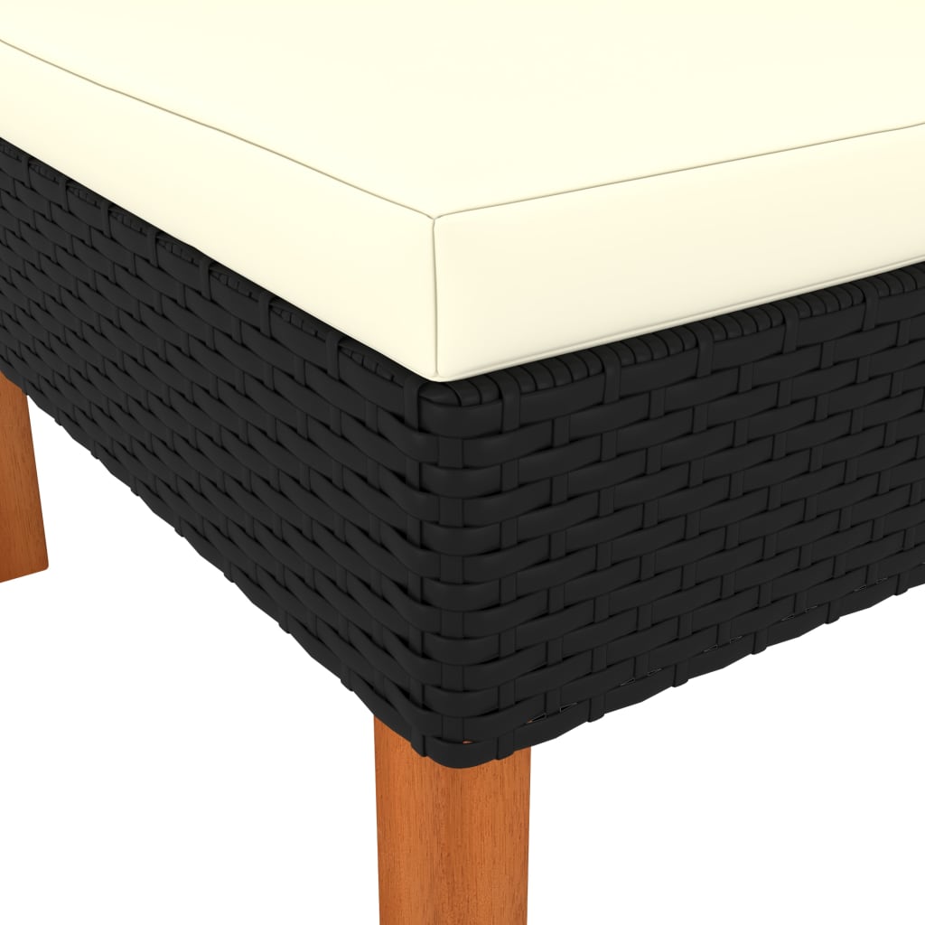 vidaXL 3 Piece Garden Lounge Set Poly Rattan and Solid Eucalyptus Wood