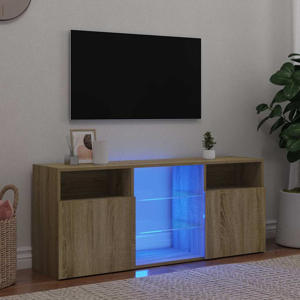 vidaXL TV Cabinet with LED Lights Sonoma Oak 120x30x50 cm
