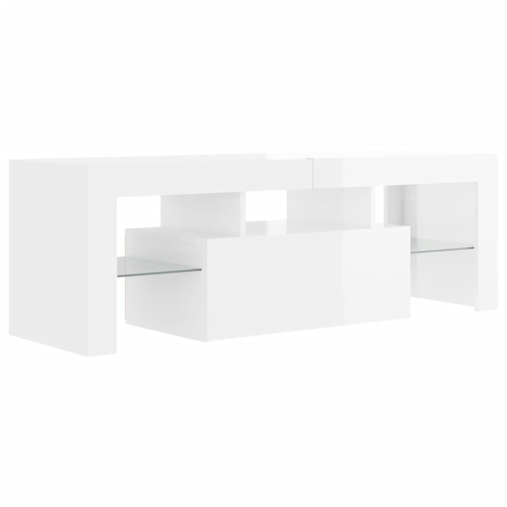 vidaXL TV Cabinet with LED Lights High Gloss White 120x35x40 cm