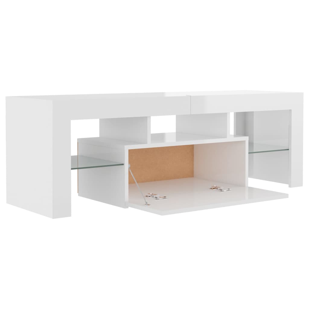 vidaXL TV Cabinet with LED Lights High Gloss White 120x35x40 cm