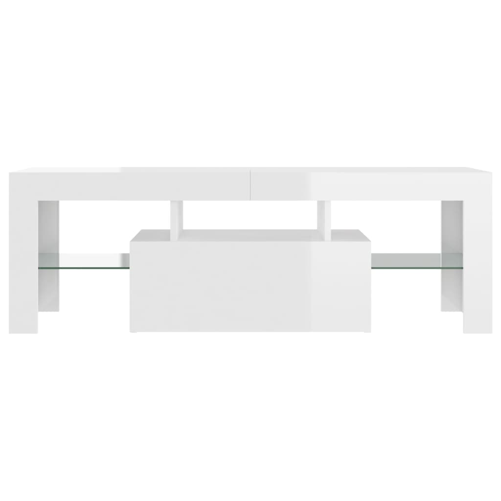 vidaXL TV Cabinet with LED Lights High Gloss White 120x35x40 cm