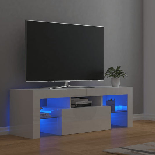 vidaXL TV Cabinet with LED Lights High Gloss White 120x35x40 cm