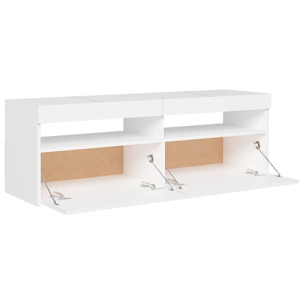 vidaXL TV Cabinet with LED Lights White 120x35x40 cm
