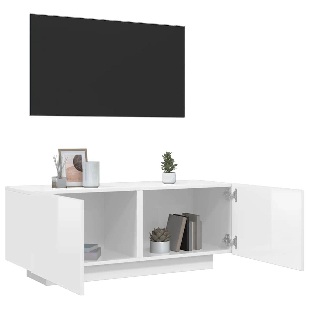 vidaXL TV Cabinet High Gloss White 100x35x40 cm Engineered Wood