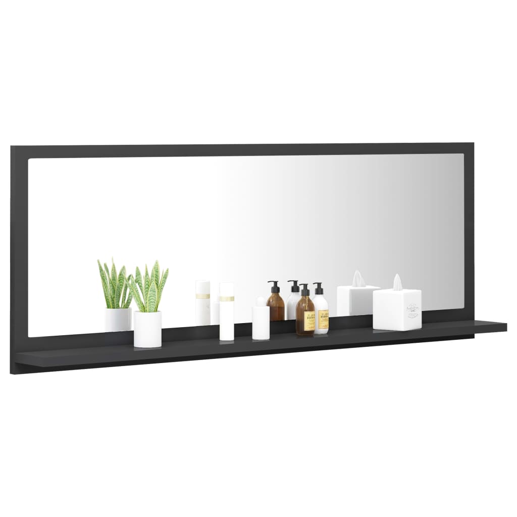 vidaXL Bathroom Mirror Grey 100x10.5x37 cm Engineered Wood
