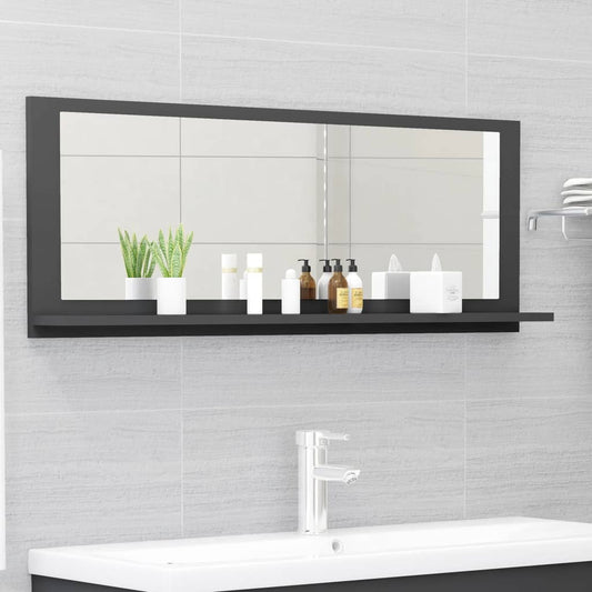 vidaXL Bathroom Mirror Grey 100x10.5x37 cm Engineered Wood