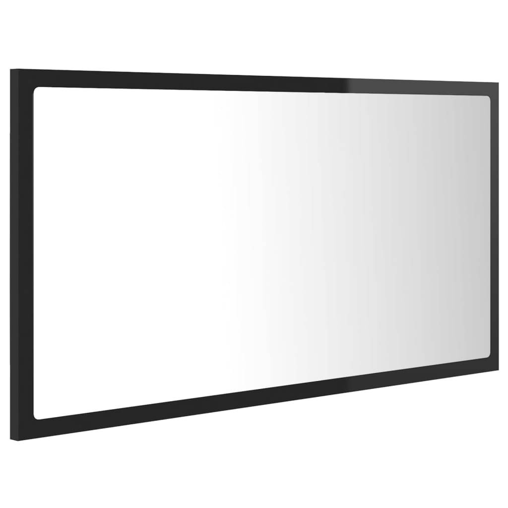 vidaXL LED Bathroom Mirror High Gloss Black 80x8.5x37 cm Acrylic
