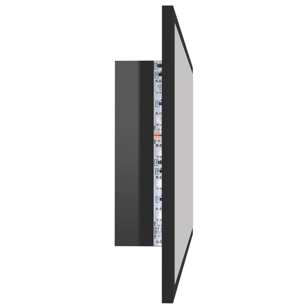 vidaXL LED Bathroom Mirror High Gloss Black 80x8.5x37 cm Acrylic