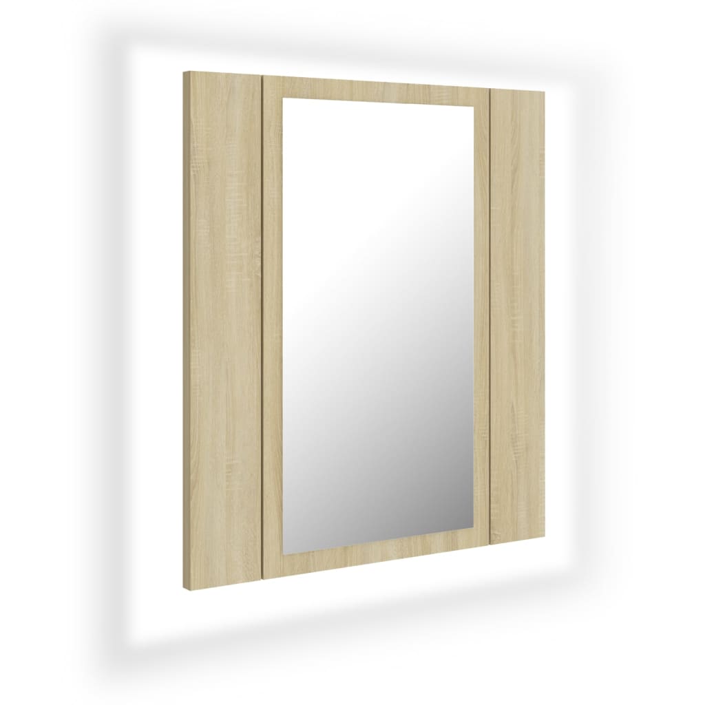 vidaXL LED Bathroom Mirror Cabinet Sonoma Oak 40x12x45 cm Acrylic