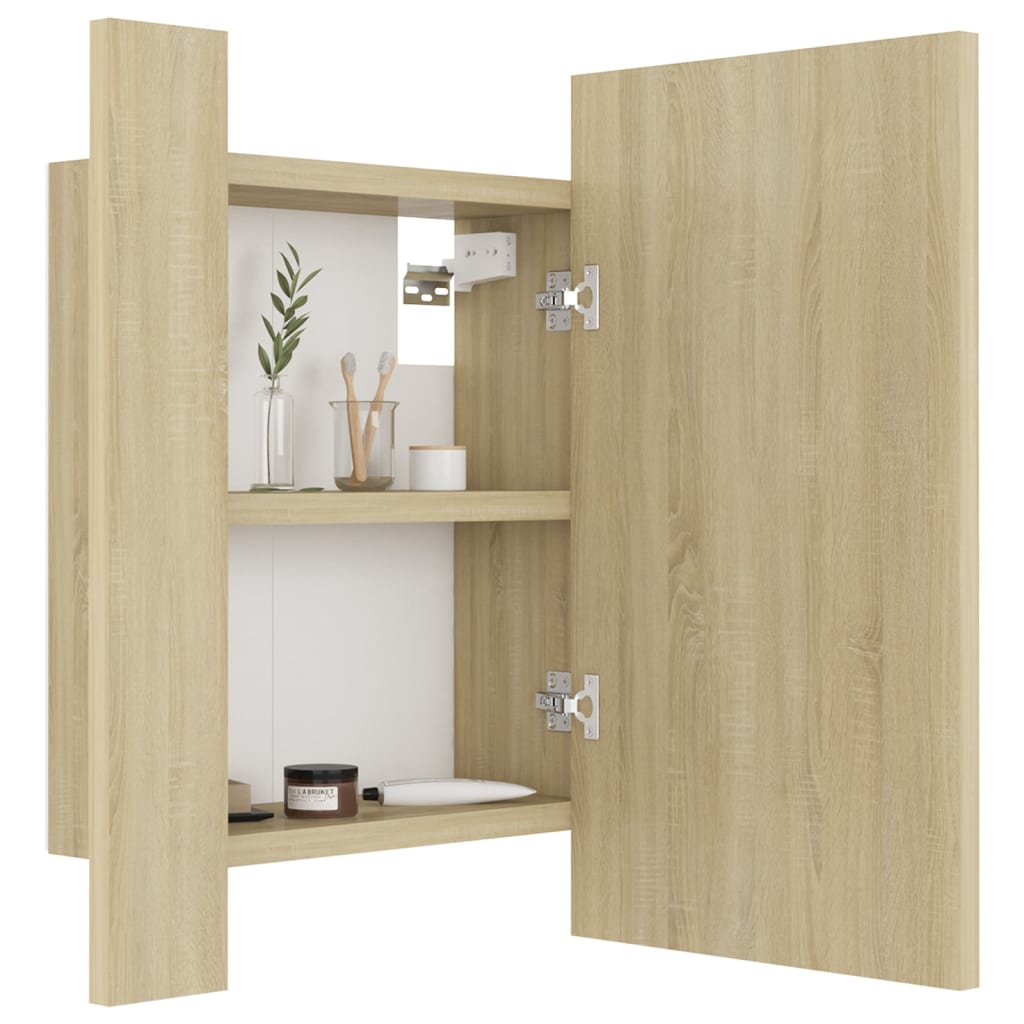 vidaXL LED Bathroom Mirror Cabinet Sonoma Oak 40x12x45 cm Acrylic