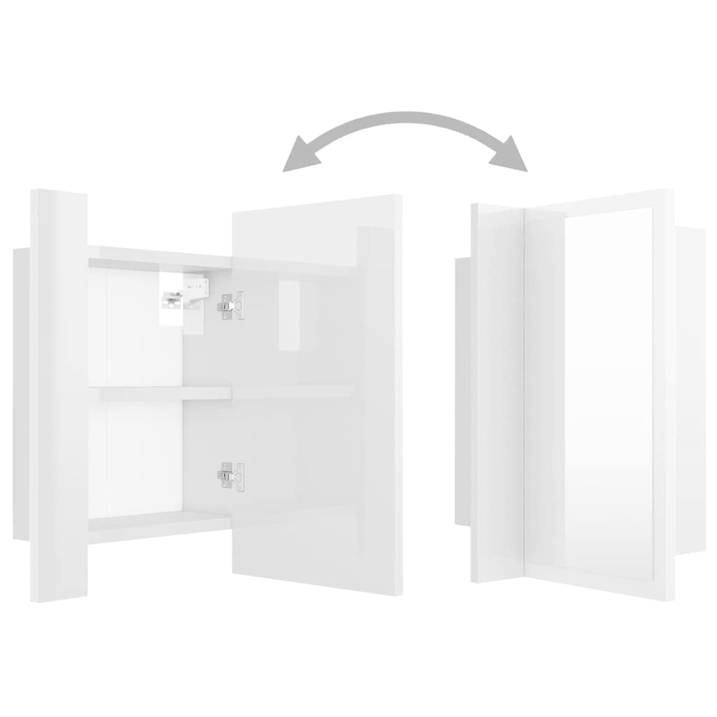 vidaXL LED Bathroom Mirror Cabinet High Gloss White 40x12x45 cm Acrylic
