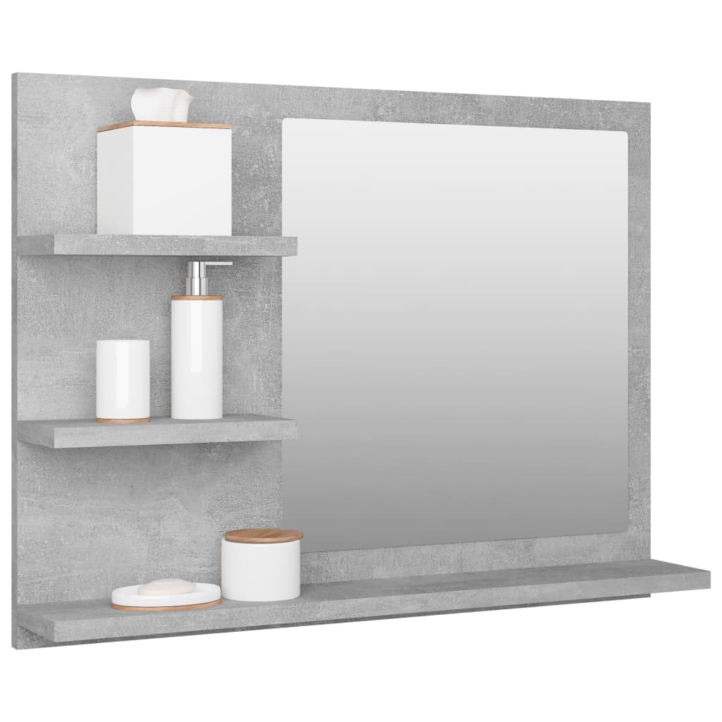 vidaXL Bathroom Mirror Concrete Grey 60x10.5x45 cm Engineered Wood