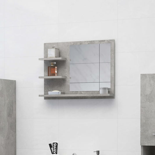 vidaXL Bathroom Mirror Concrete Grey 60x10.5x45 cm Engineered Wood