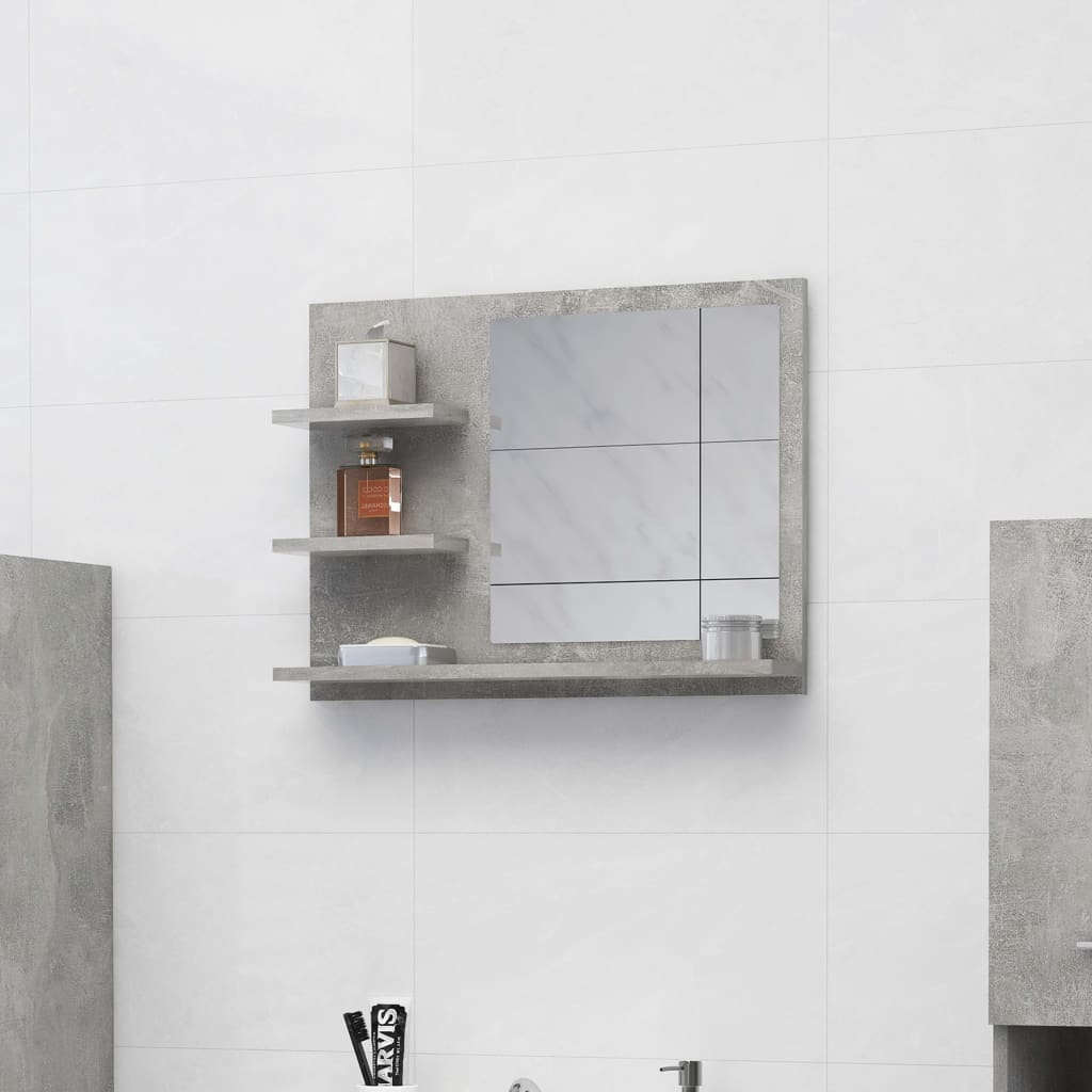 vidaXL Bathroom Mirror Concrete Grey 60x10.5x45 cm Engineered Wood