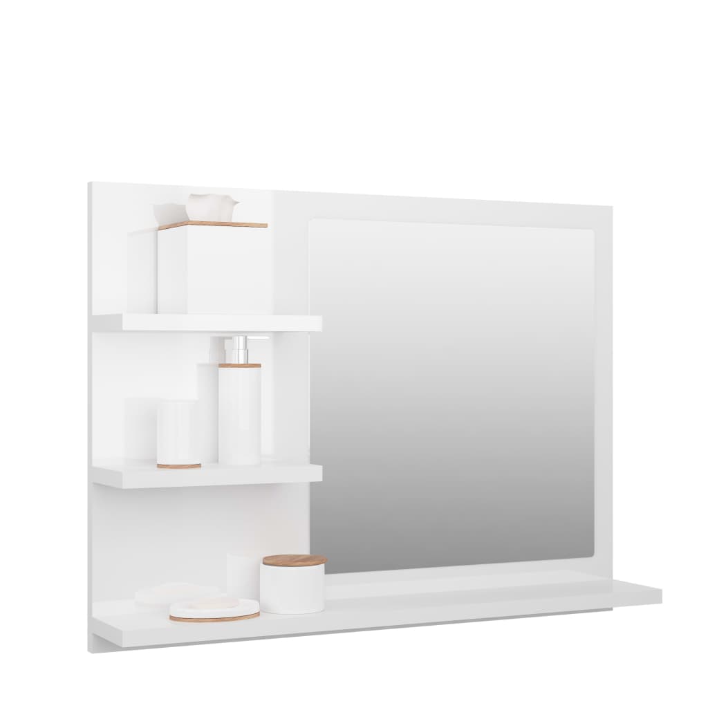 vidaXL Bathroom Mirror High Gloss White 60x10.5x45 cm Engineered Wood