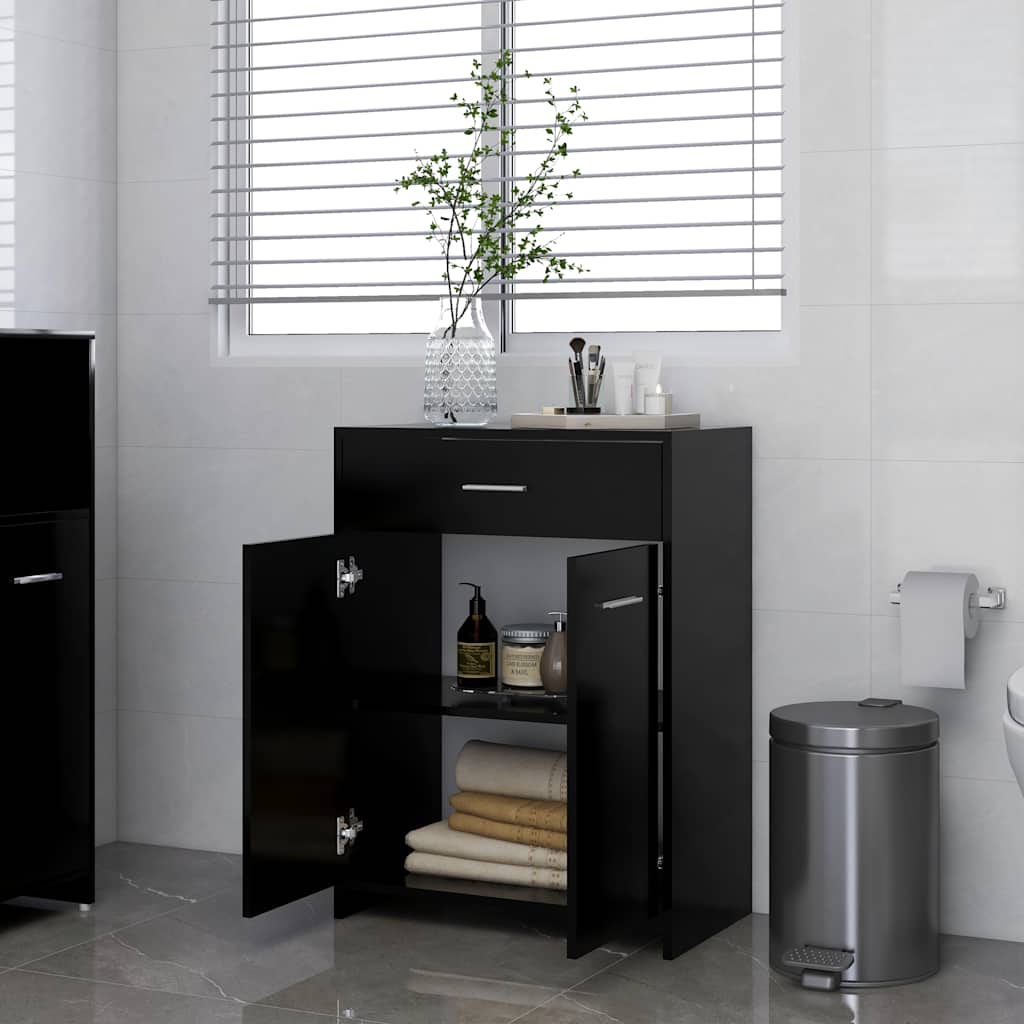 vidaXL Bathroom Cabinet Black 60x33x80 cm Engineered Wood