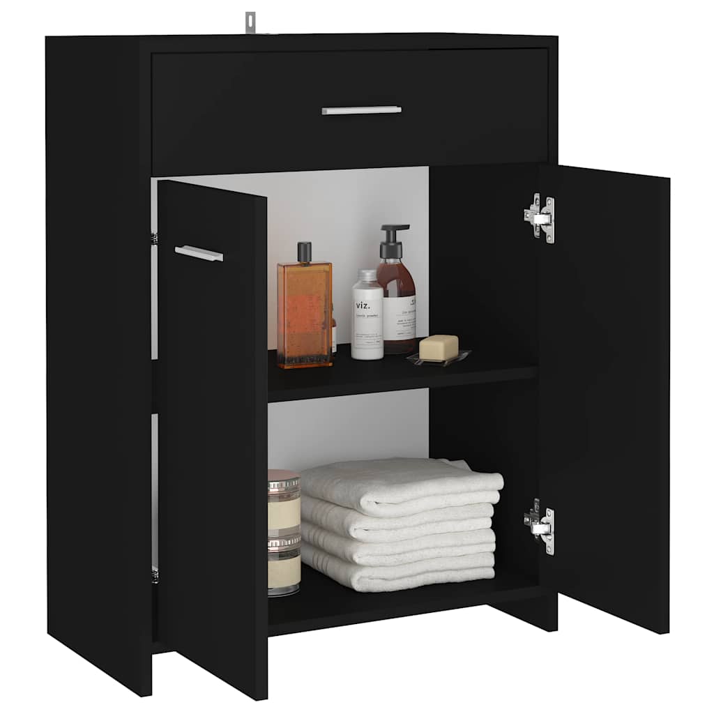 vidaXL Bathroom Cabinet Black 60x33x80 cm Engineered Wood