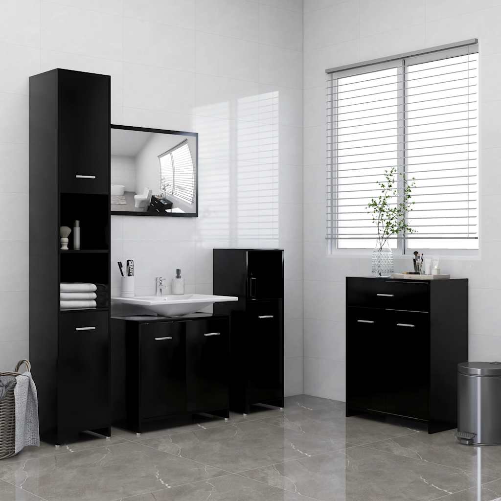 vidaXL Bathroom Cabinet Black 60x33x80 cm Engineered Wood