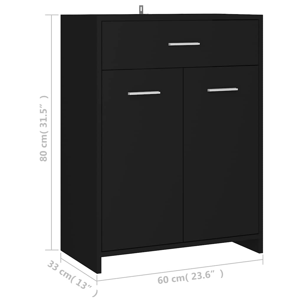 vidaXL Bathroom Cabinet Black 60x33x80 cm Engineered Wood