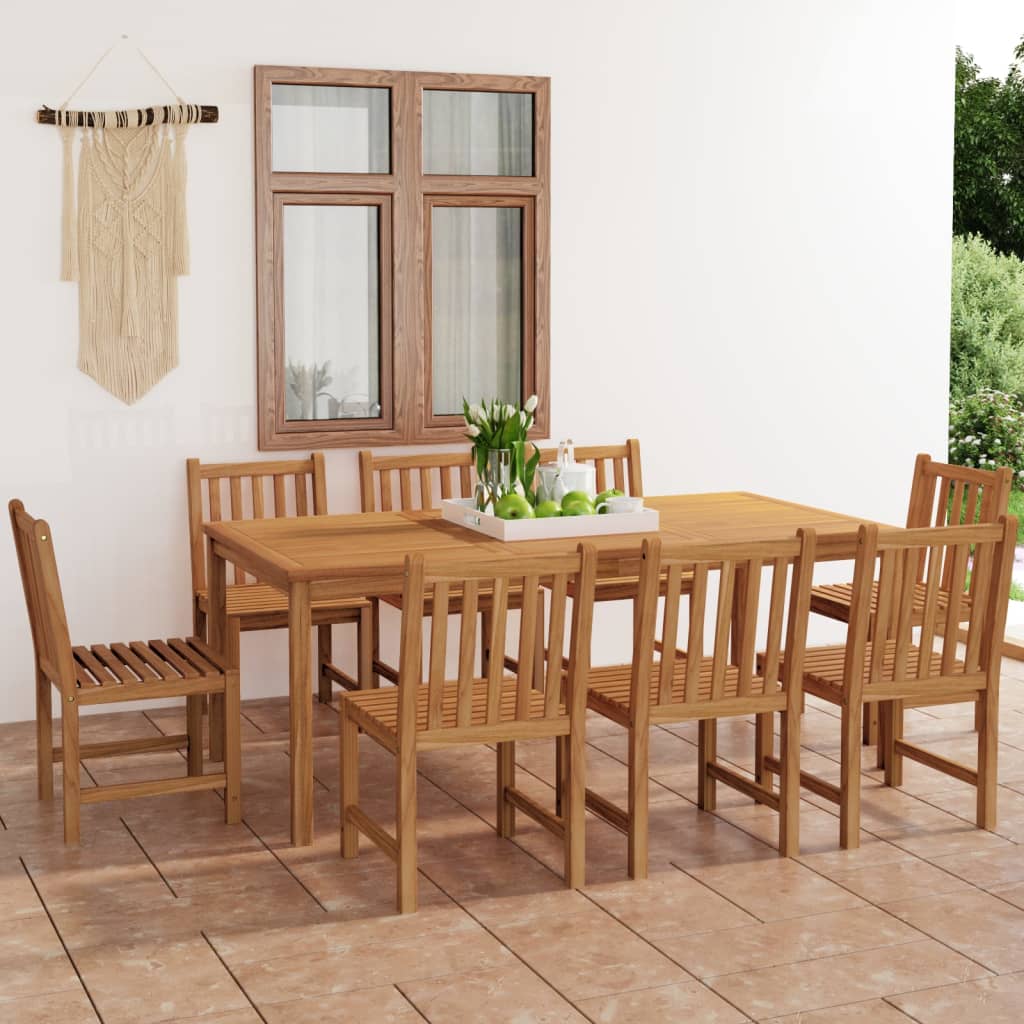 vidaXL 9 Piece Garden Dining Set Solid Wood Teak