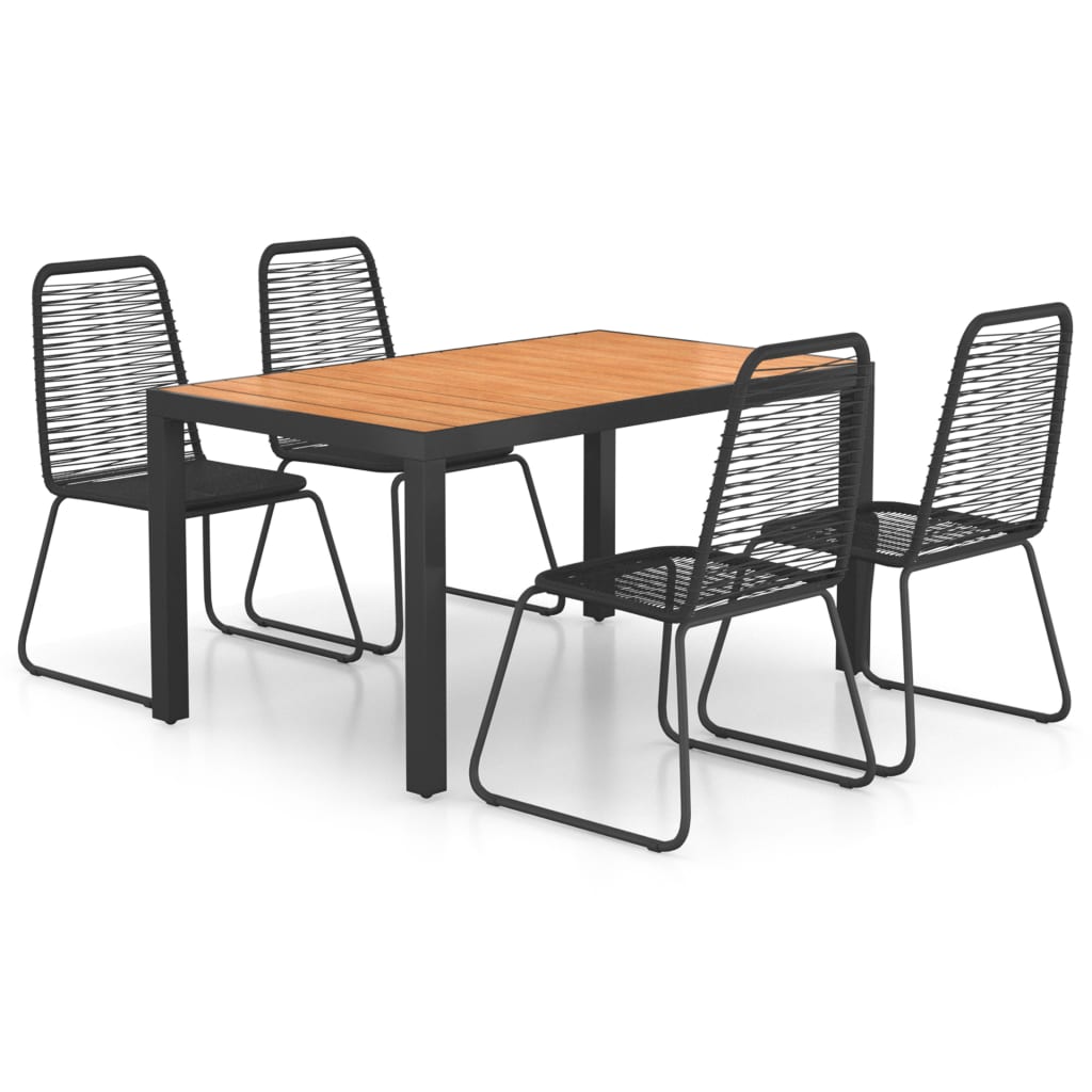 vidaXL 5 Piece Garden Dining Set PVC Rattan Black and Brown