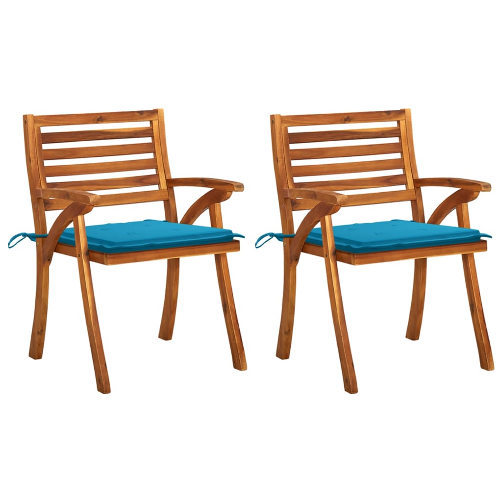 vidaXL Garden Dining Chairs with Cushions 2 pcs Solid Acacia Wood
