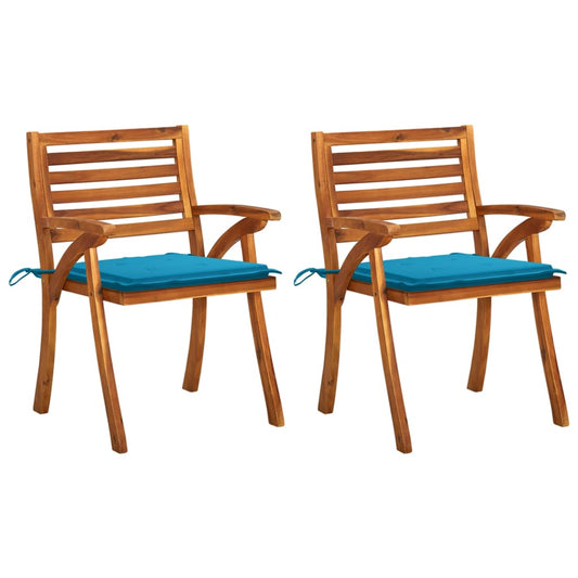 vidaXL Garden Dining Chairs with Cushions 2 pcs Solid Acacia Wood